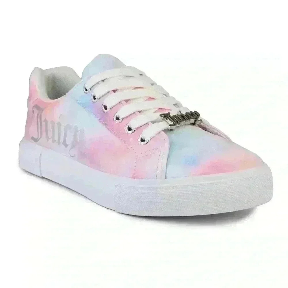 Juicy Couture Women Low Top Lace Up Sneakers Clarity Size US 6.5 Pastel Tie Dye